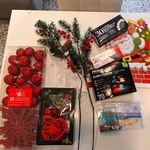 Christmas Tree decorations Balls red 2023 fairy lights